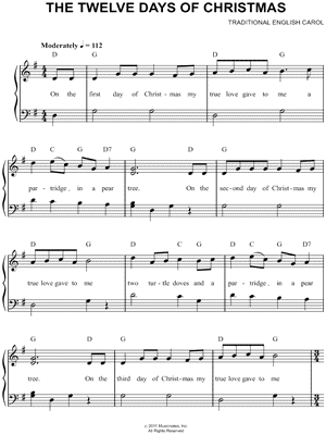 12 Days Of Christmas Sheet Music For Trumpet
