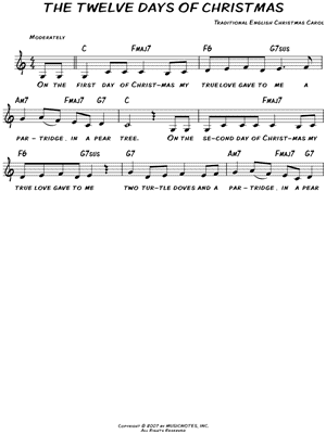 12 Days Of Christmas Sheet Music For Trumpet