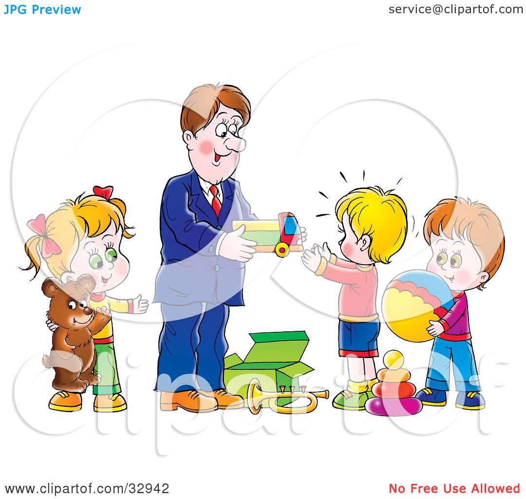 Children Playing With Toys Clipart
