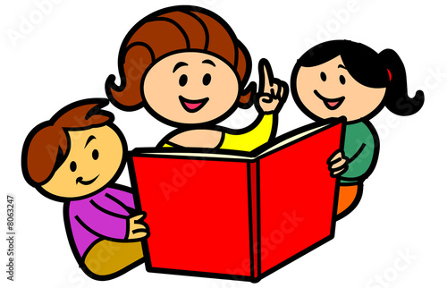 Children Reading Books Cartoon