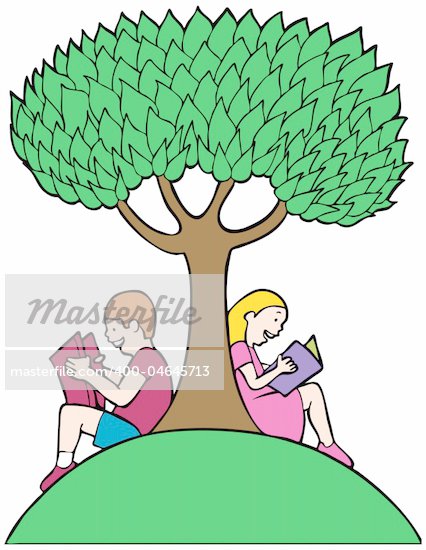 Children Reading Books Cartoon