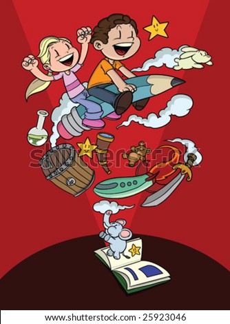 Children Reading Cartoon
