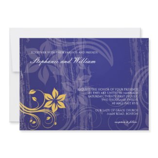 Cobalt Blue And Yellow Wedding Invitations
