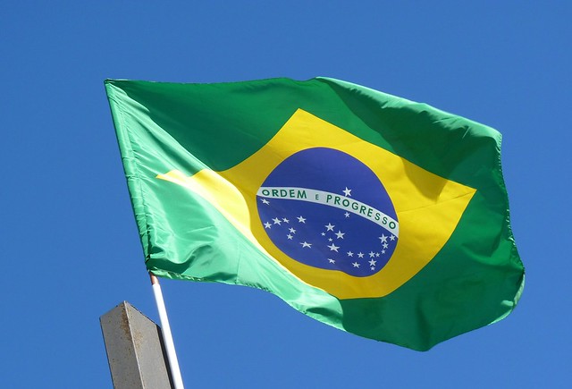 Green And Yellow Flag With Blue Circle