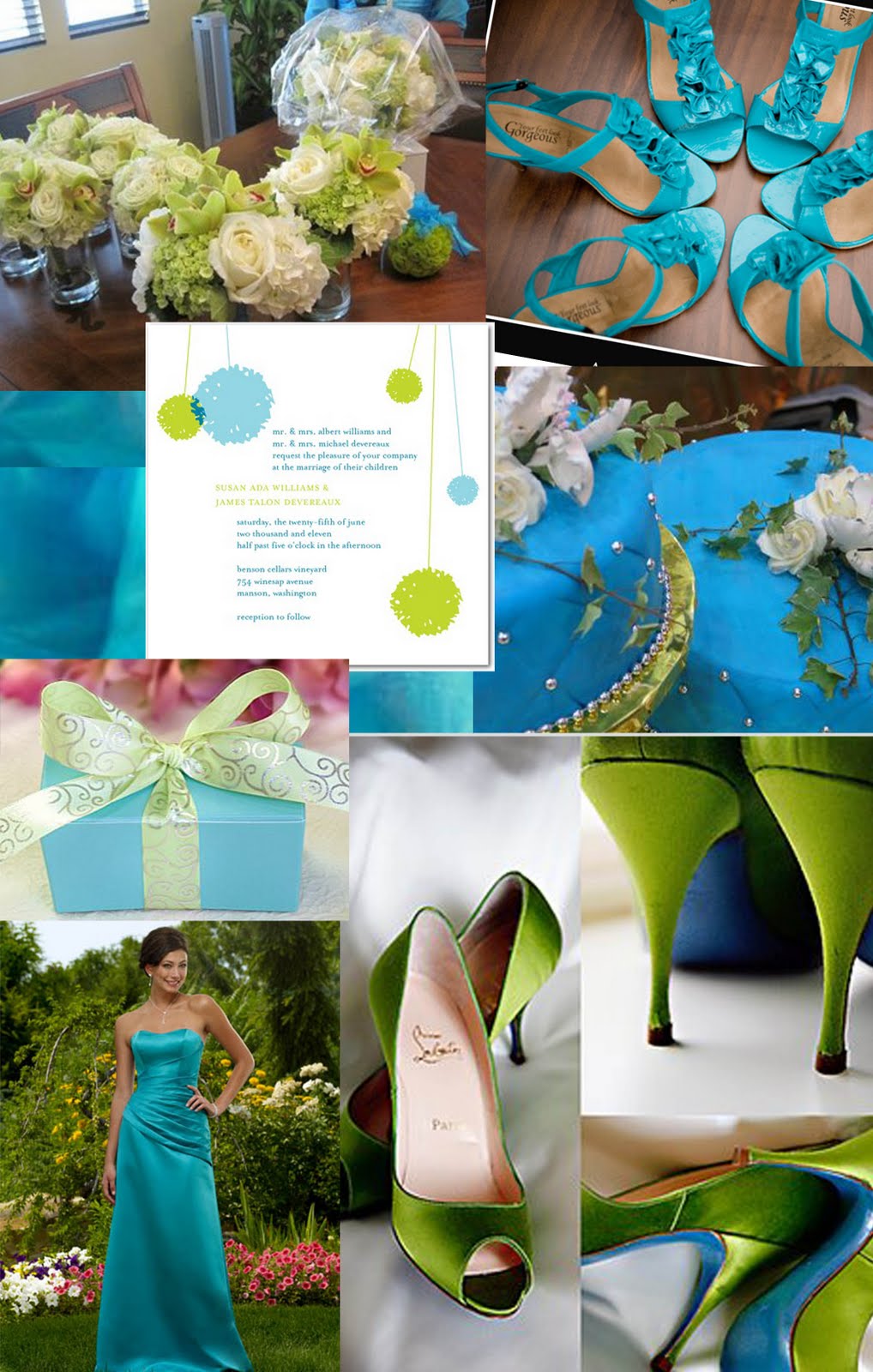 Green Blue And Yellow Wedding Colors