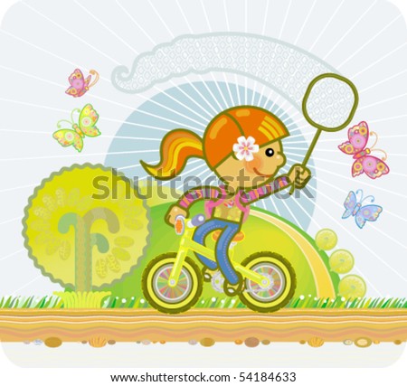 Little Children Playing In The Park Catching Butterflies