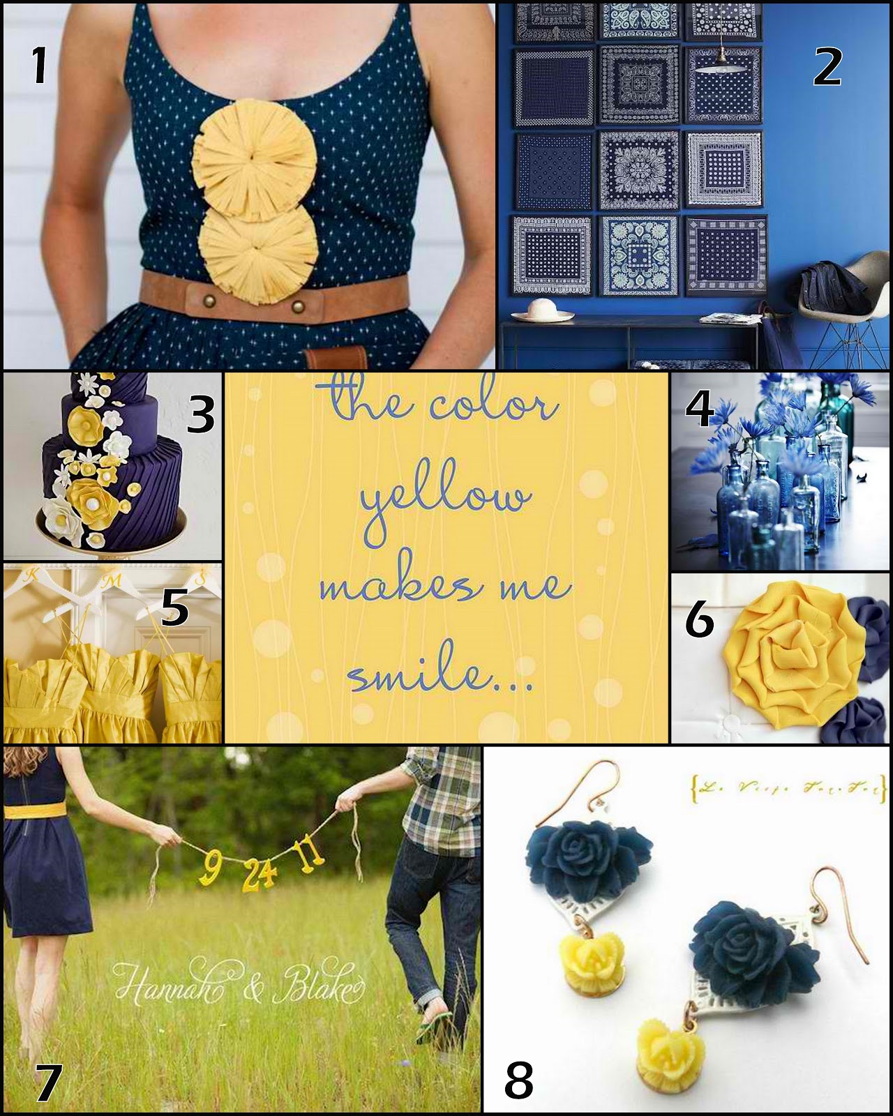 Navy Blue And Yellow Wedding Decorations