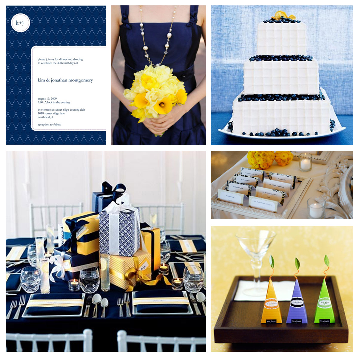 Navy Blue And Yellow Wedding Decorations