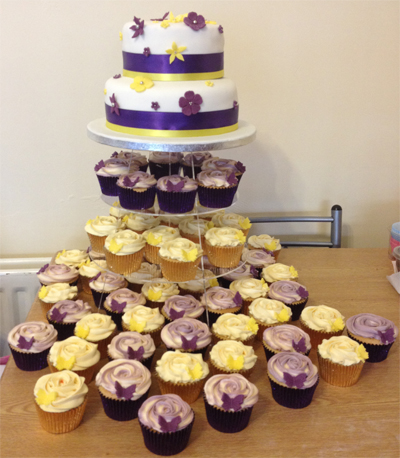 Purple And Yellow Wedding Cakes