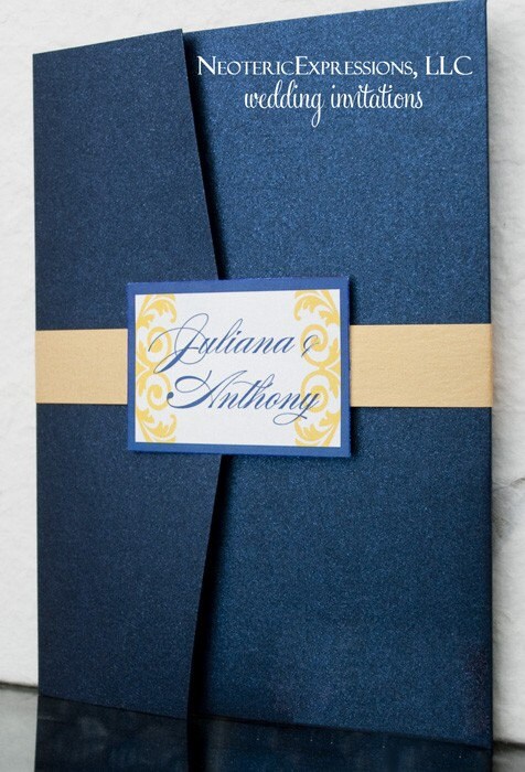 Royal Blue And Yellow Wedding Invitations