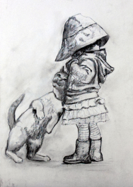 Sketch Of Children Playing In Rain