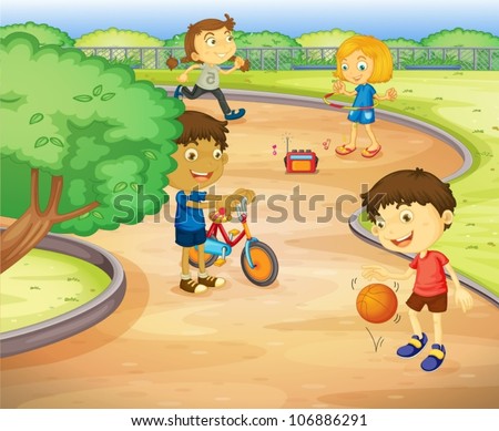 Sketch Of Children Playing In Rain