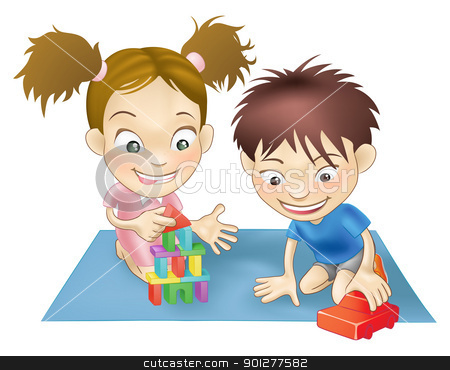 Young Children Playing With Toys