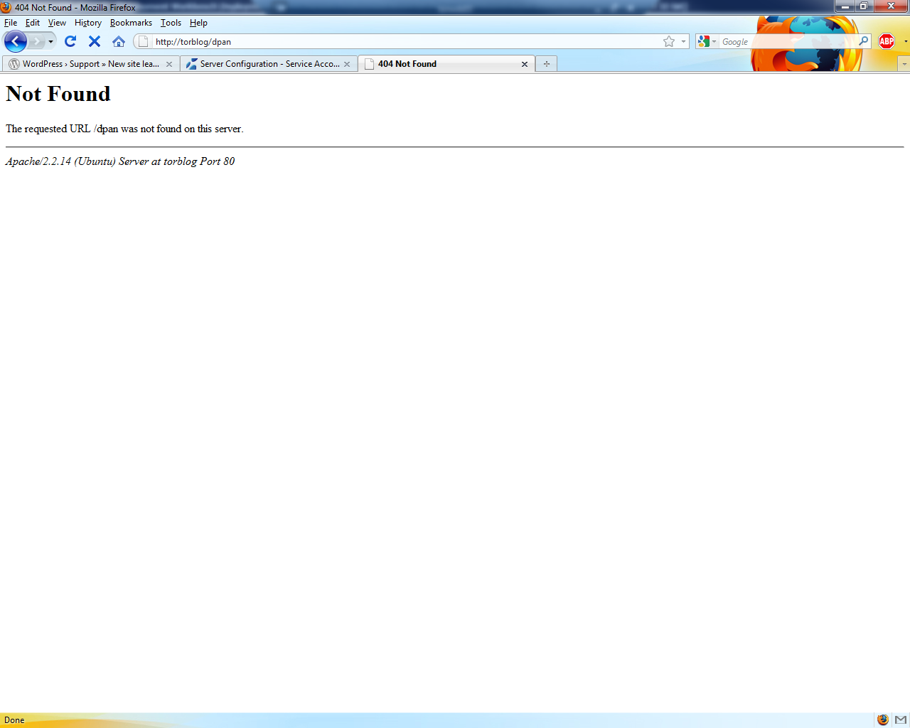 404 Not Found Error Wordpress