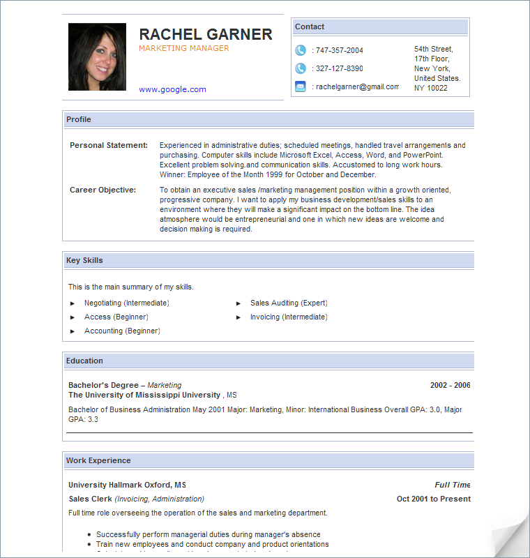 Career Objective In Cv For Ca