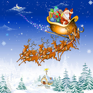 Cartoon Santa Claus And Sleigh