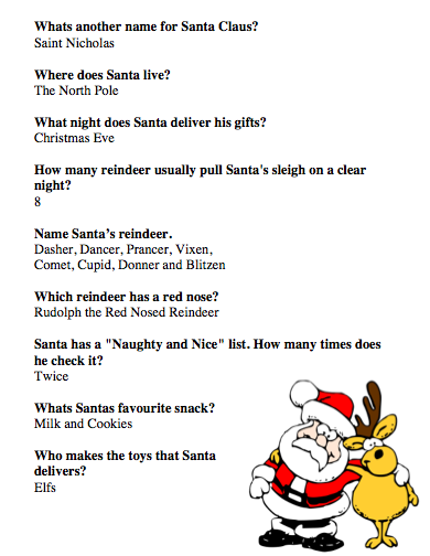 Christmas Quizzes For Kids Free