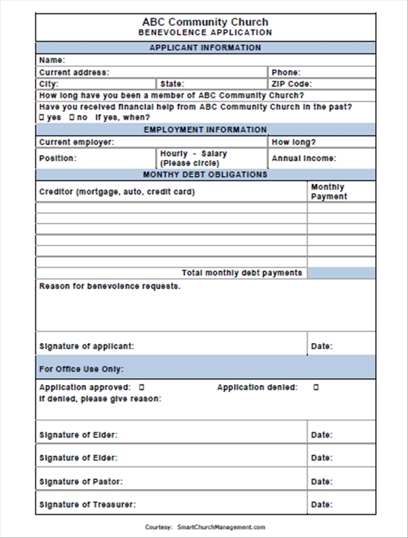 Church Membership Form Template Sample