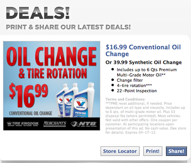Coupons For Oil Change And Tire Rotation