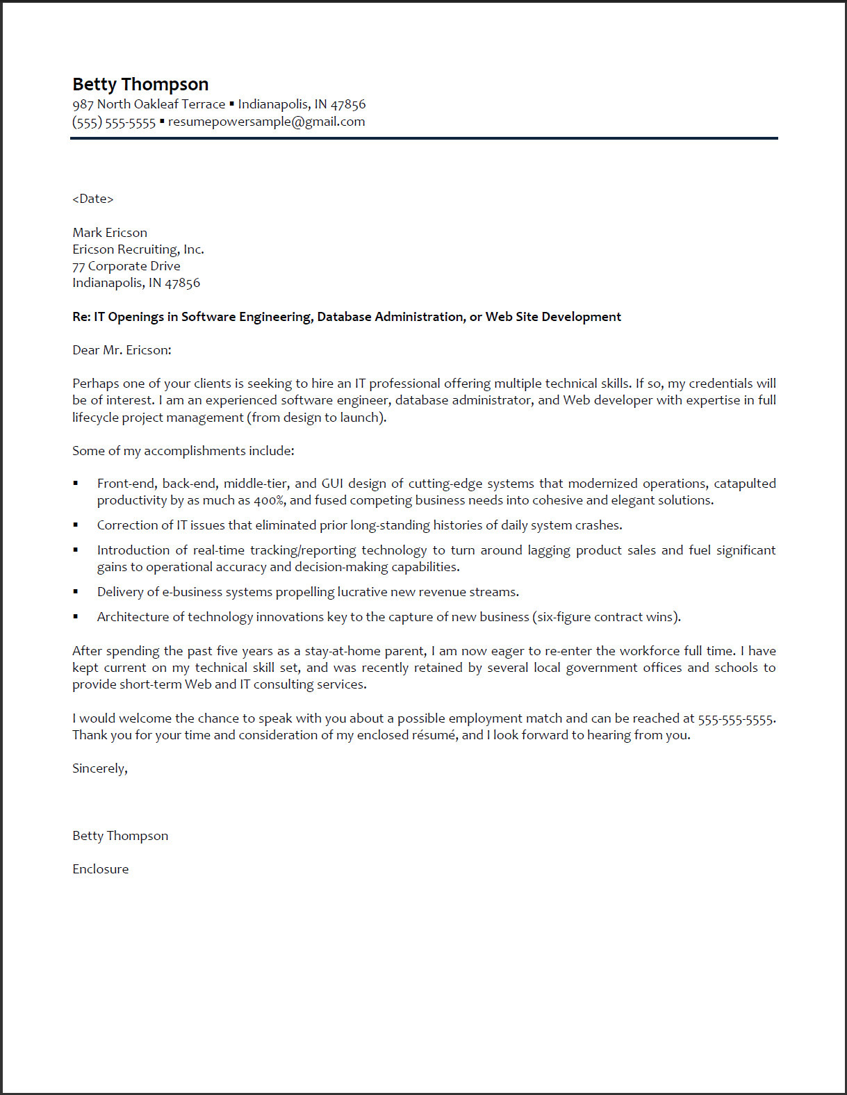 Cover Letters For Resumes Examples
