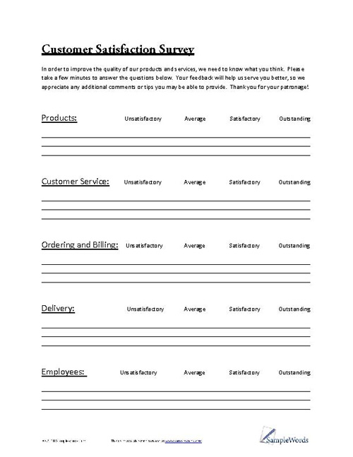Customers Satisfaction Questionnaire