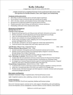 Customers Service Resume