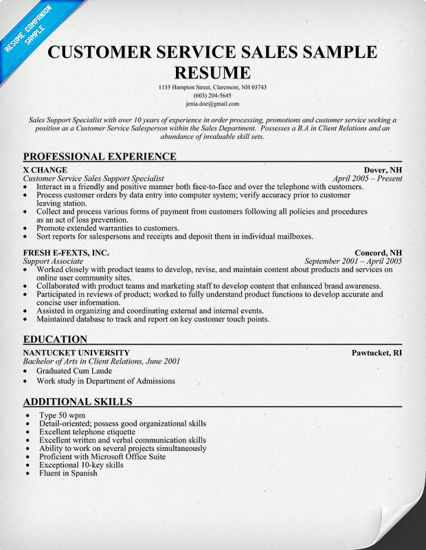 Customers Service Resume