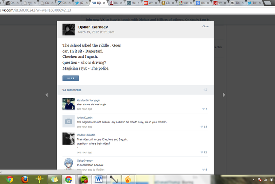 Dzhokhar Tsarnaev Facebook Post