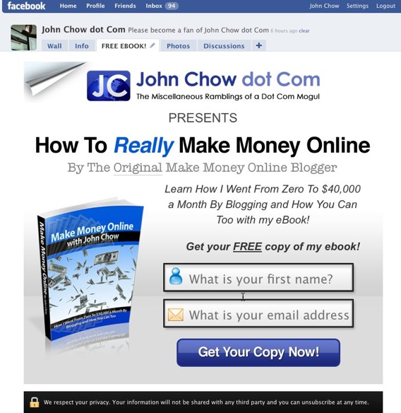 Facebook Sign Up Page