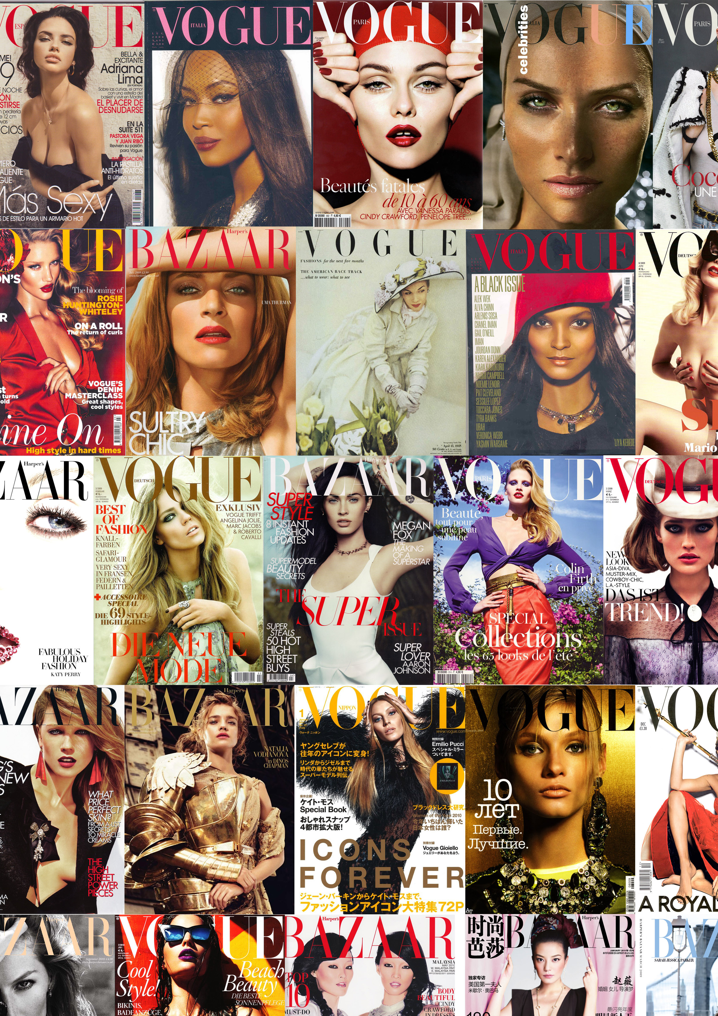 Fashion Magazine Covers Collage