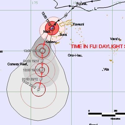 Fiji Cyclone Evan Path