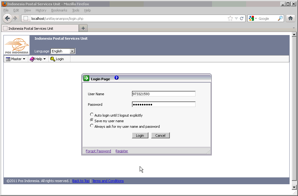 Forgot Password Page