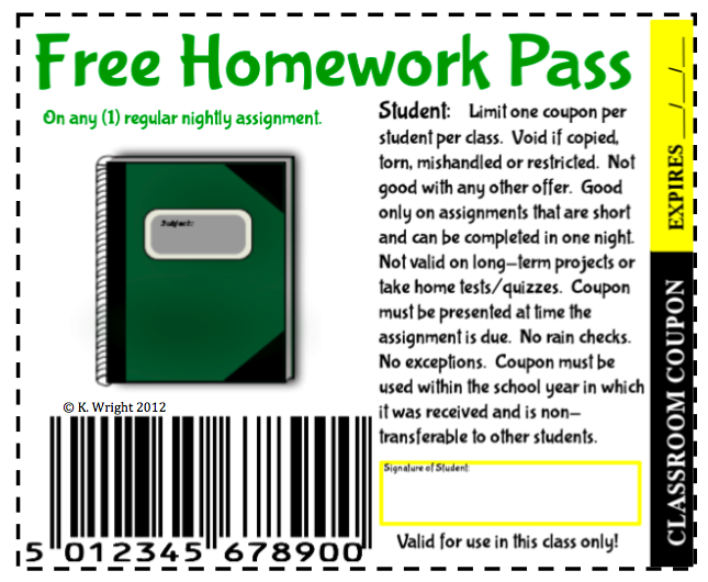 Free Homework Pass For Students