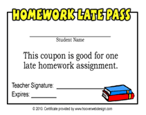 Free Homework Pass Template