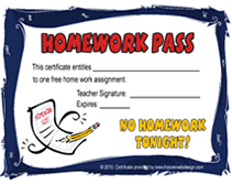 Free Homework Pass Template Print