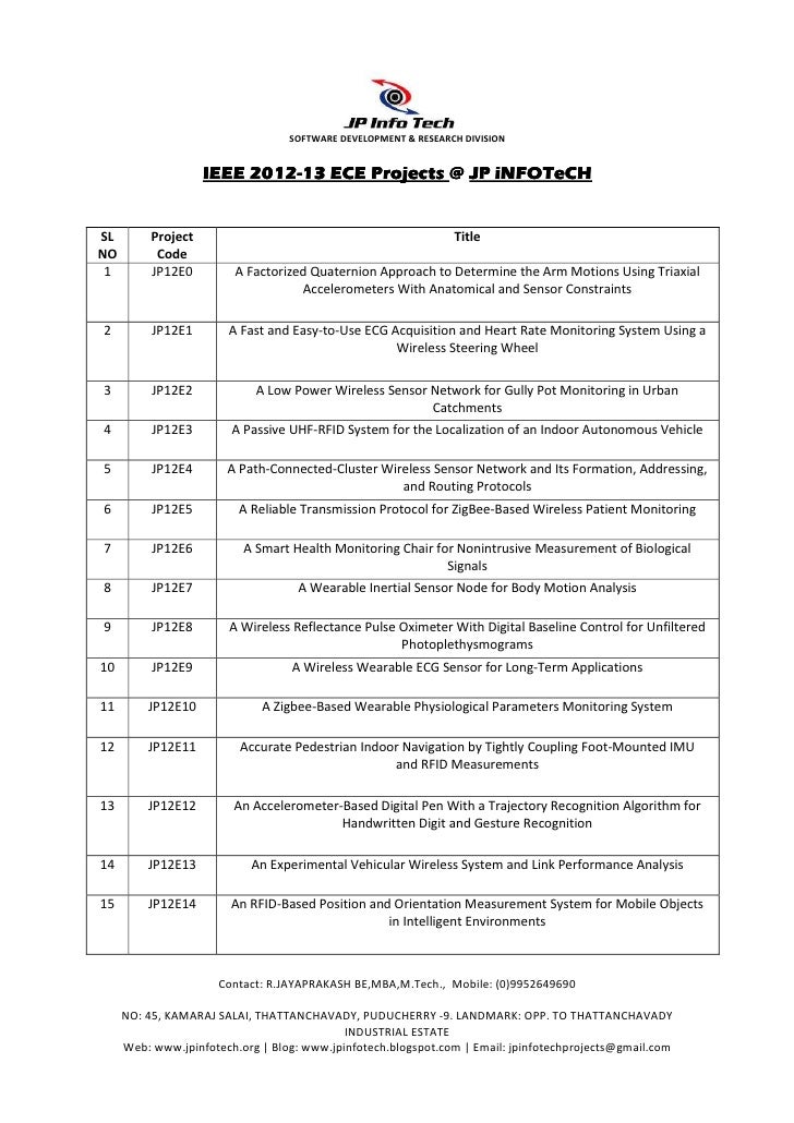 Ieee Projects List For Ece