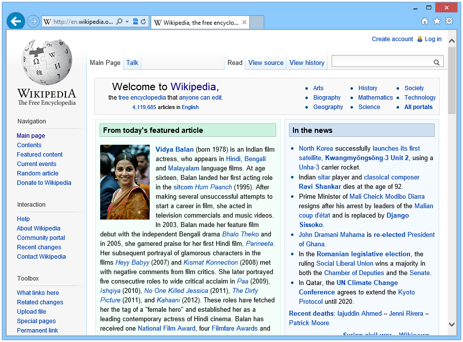 Internet Explorer 10 Screenshot