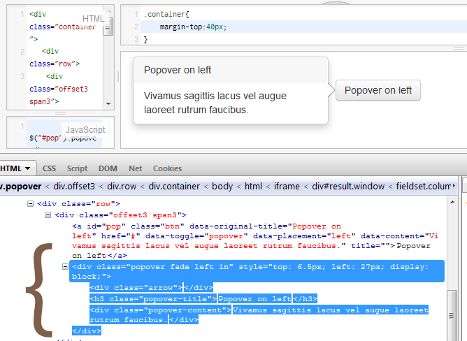 Jsfiddle Bootstrap Example