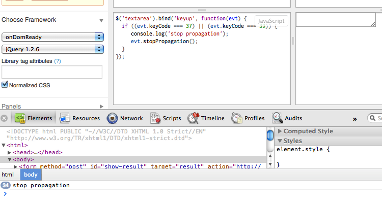 Jsfiddle Console.log
