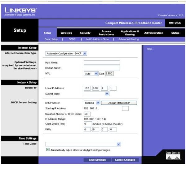 Linksys Router Setup Page Password