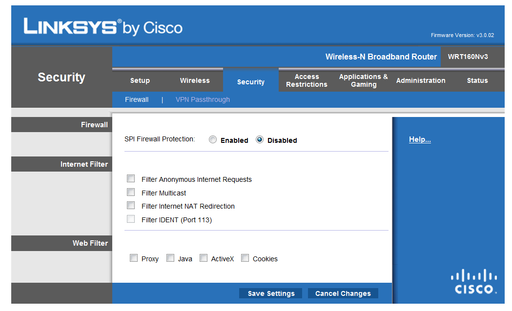 Linksys Wireless Router Configuration Page