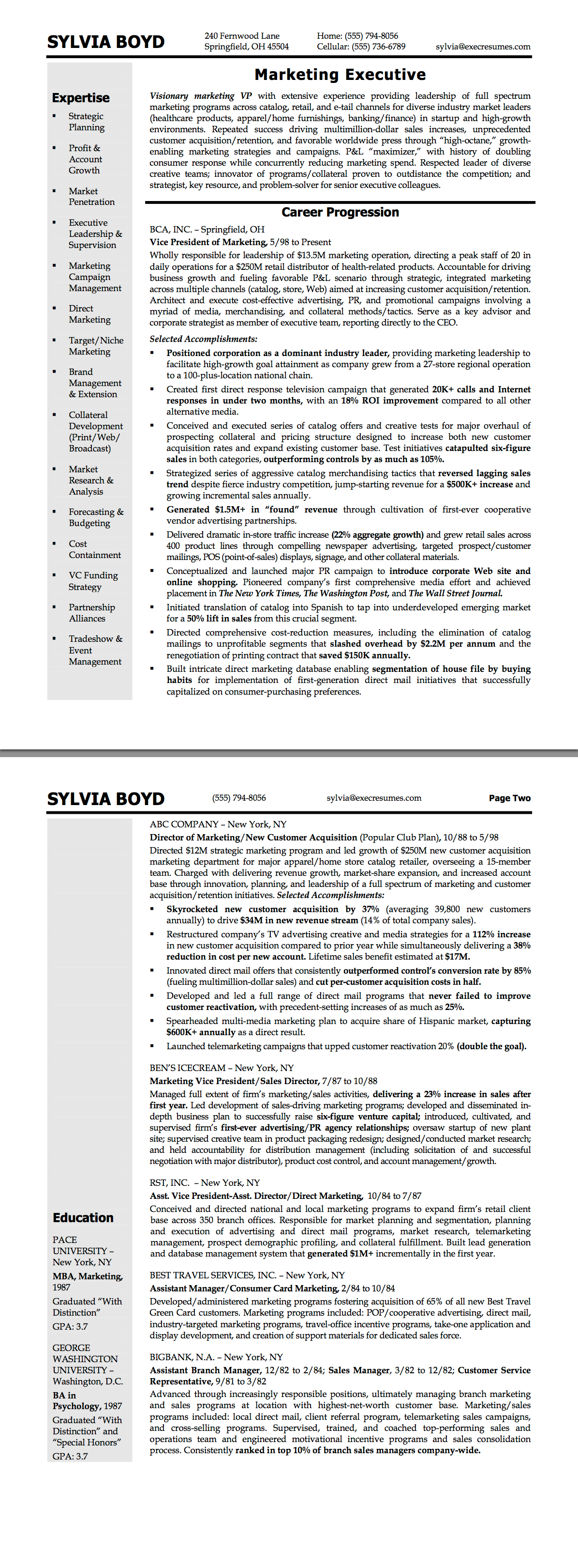 Marketing Resumes Samples