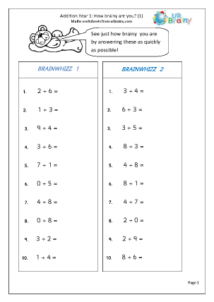 Maths Homework Sheets Year 1