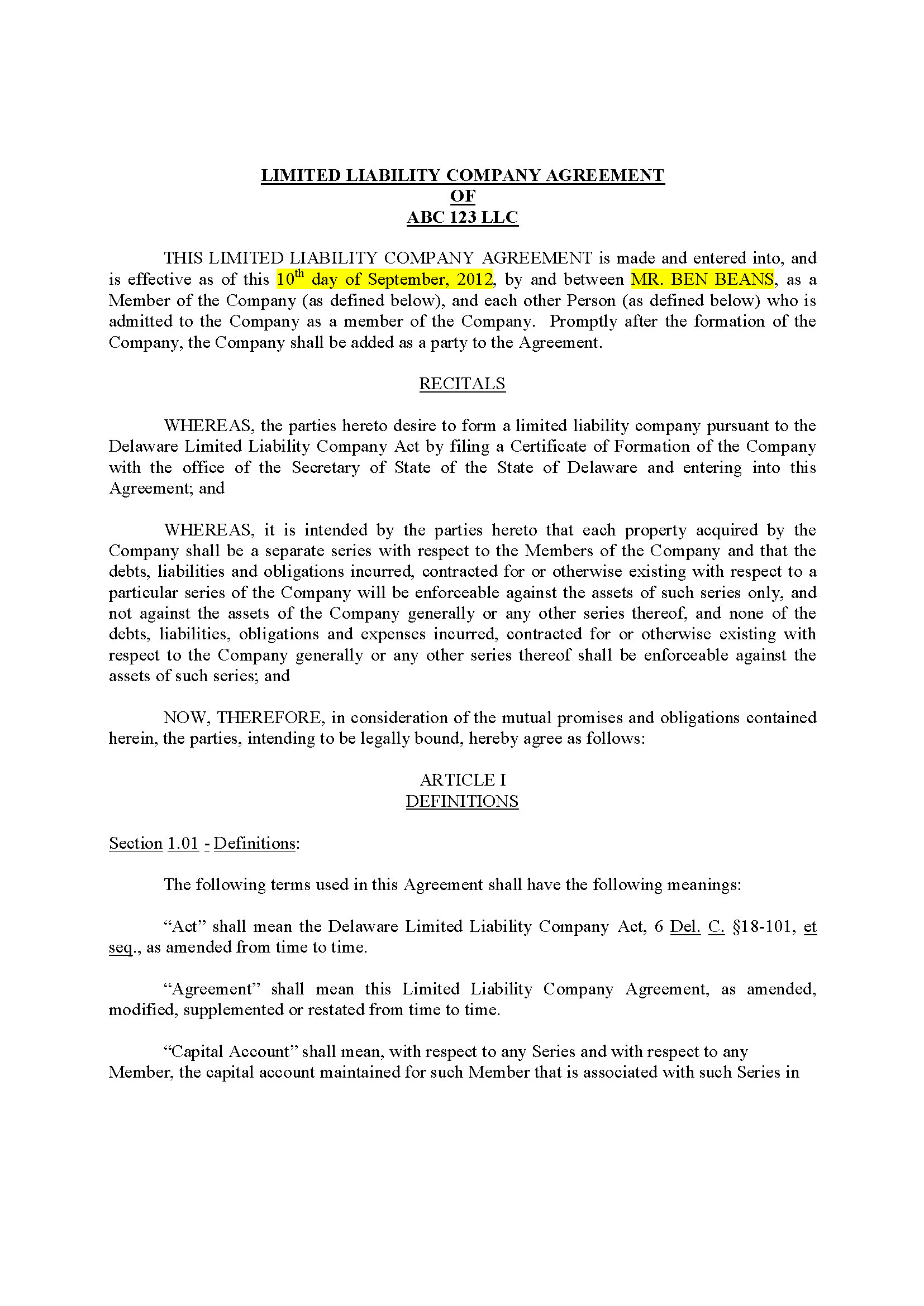 Memorandum Of Agreement Sample