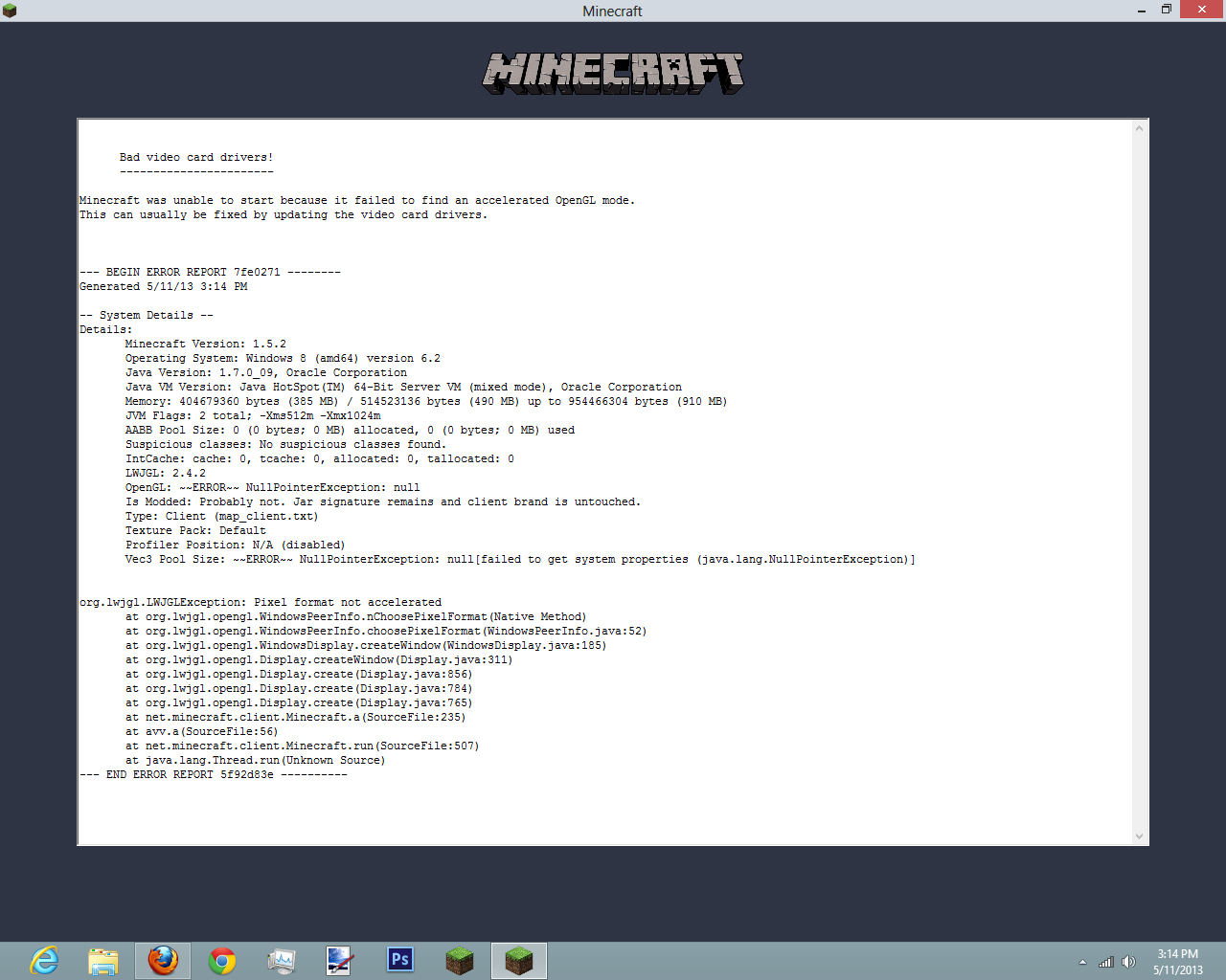 Minecraft Bad Video Card Drivers Windows 7 Ati Radeon