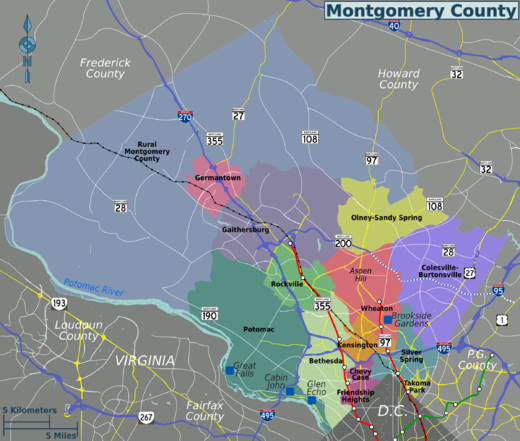 Montgomery County Md Map With Cities
