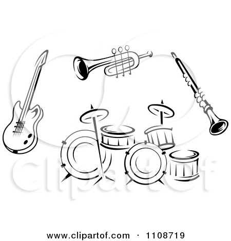 Musical Instruments Clipart Black And White
