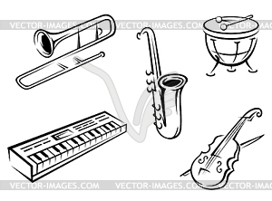 Musical Instruments Clipart Black And White