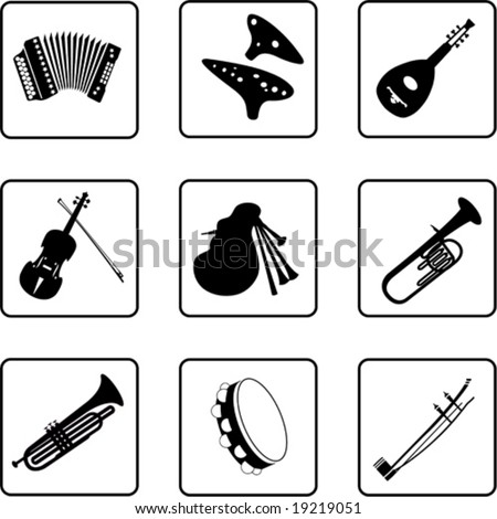 Musical Instruments Clipart Black And White