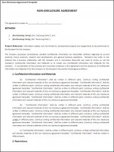 Non Disclosure Agreement Template